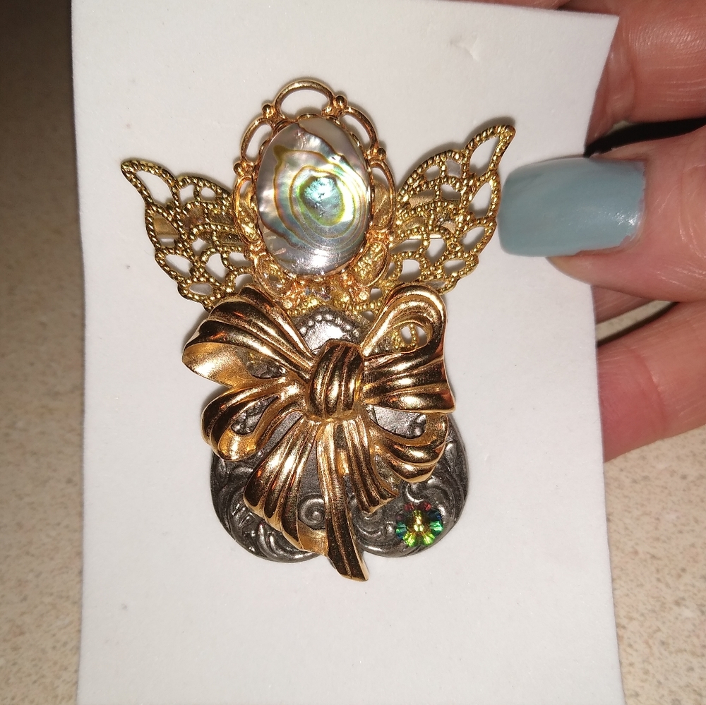 Abalone Shell Vintage Angel Brooch
